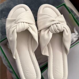 J. Crew Women's white Knotted Slide Sandals